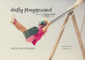 Book cover for Dusty Playground by Zippy Lomax. Person on a swing.