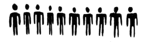 A bunch of people standing shoulder-to-shoulder in a line, preparing to spread out.
