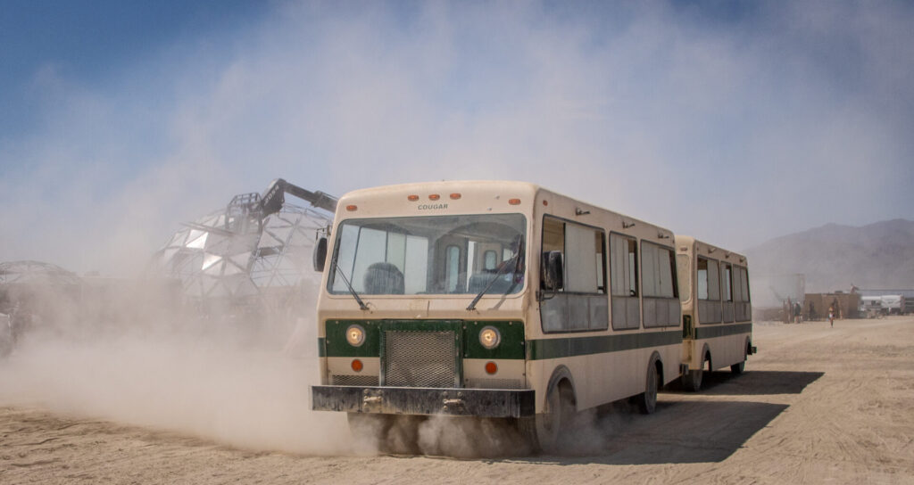 Burner Express BRC Tram on the playa.