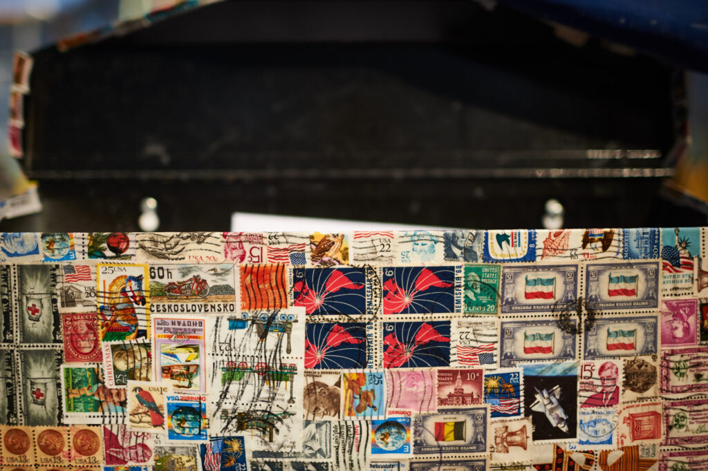 Many colorful stamps