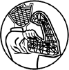Evoking the "We Can Do It' graphic of person with arm raised to show forearm muscle, sleeve rolled up, but with iconic burning man head.