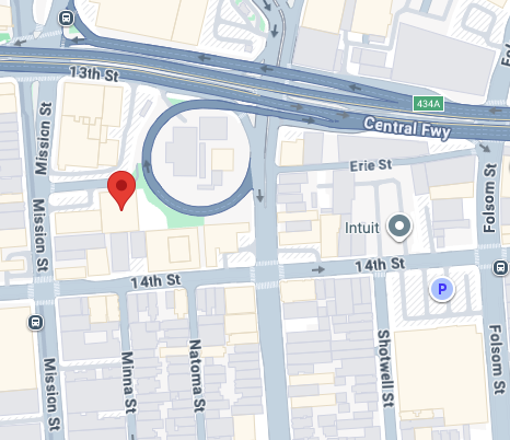 Public Works, 161 Erie St, San Francisco CA 94103 marked with a red pin